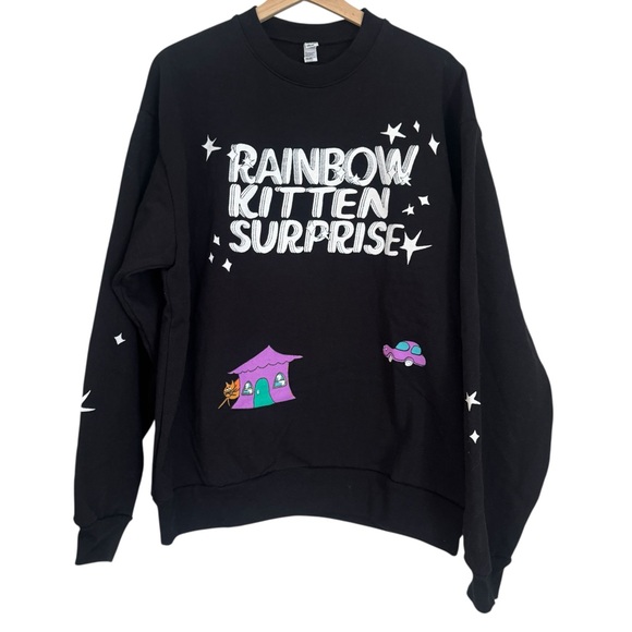 Los Angeles Apparel Tops - Rainbow Kitten Surprise Kitty Folk Crewneck Sweatshirt